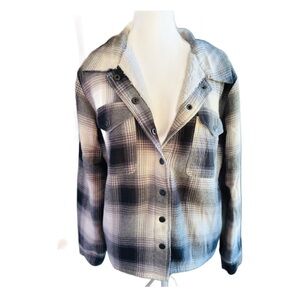 💜 5/$20 Lucky Brand Cozy Plaid With White Fleece Jacket Size M